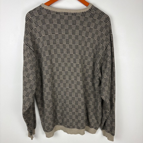 Y2K Geoffrey Beene Mens XL V Neck Houndstooth Knit Sweater Cotton - Picture 4 of 4